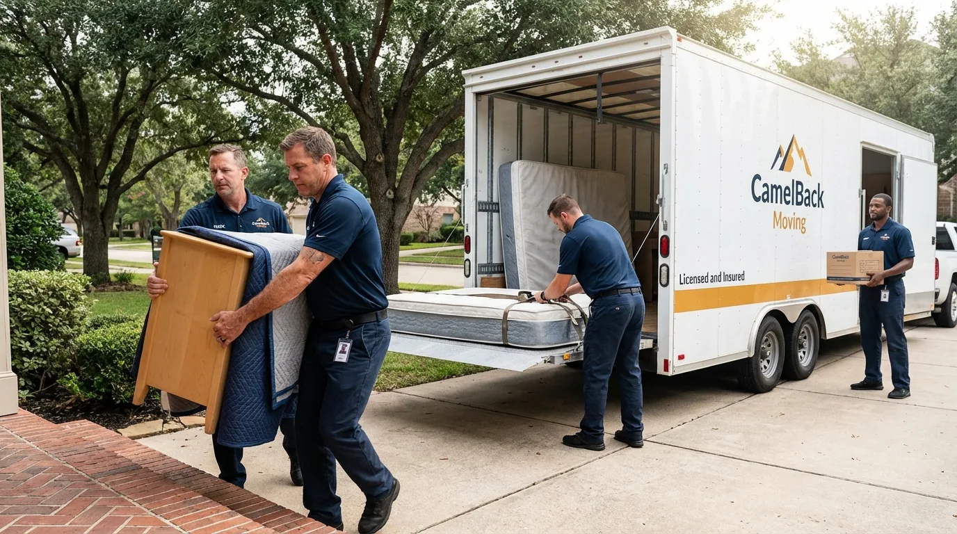 Crew loading residential truck for cross-state move from Ames, IA